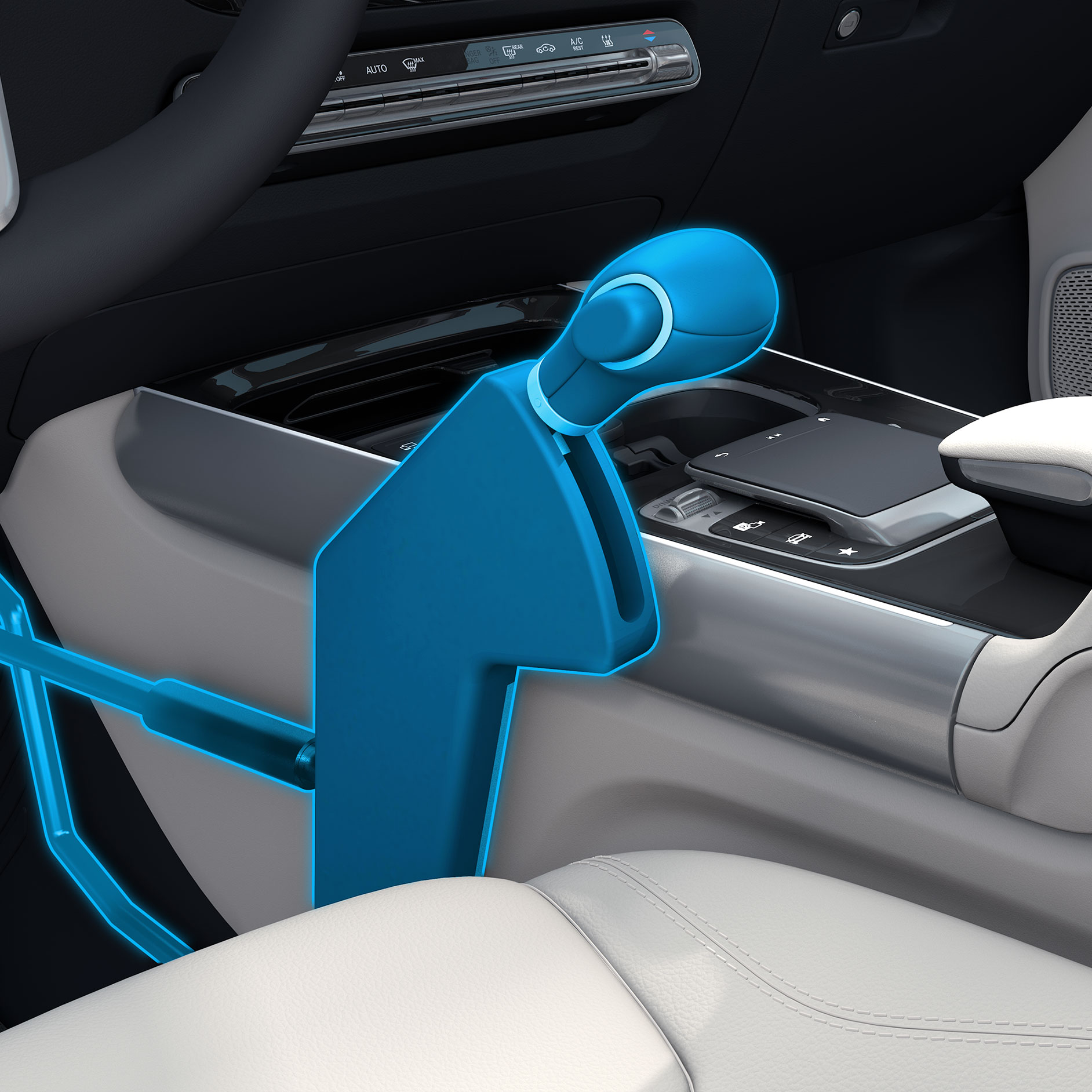 Handbediengerät Easy Speed | Fahrhilfen | Mercedes-Benz Eine Detailaufnahme eines Handbediengeräts Easy Speed in Verbindung mit einem behindertengerechten Auto.